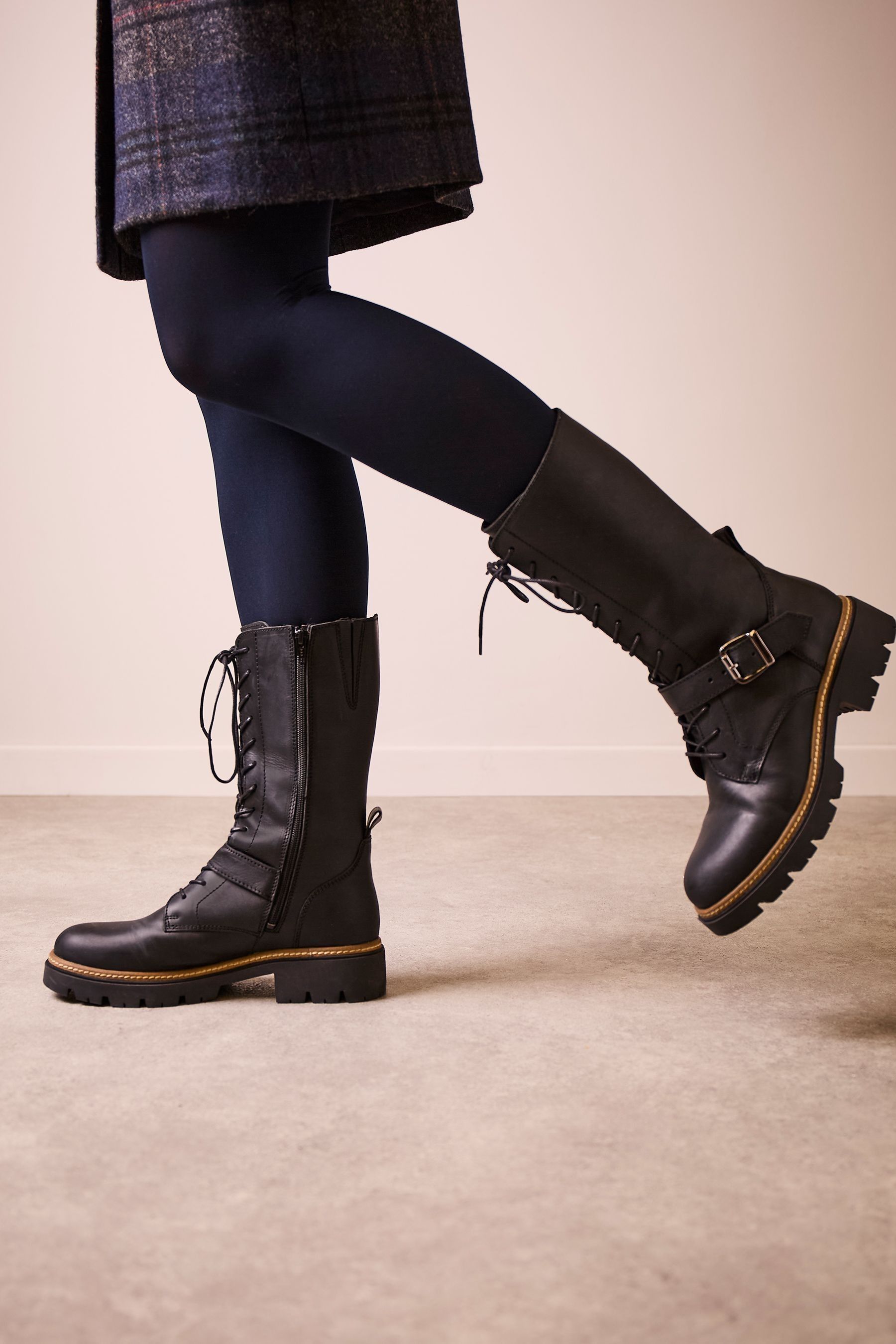 Celtic Co. Strap Detail Mid Calf Black Boots 5 Womens