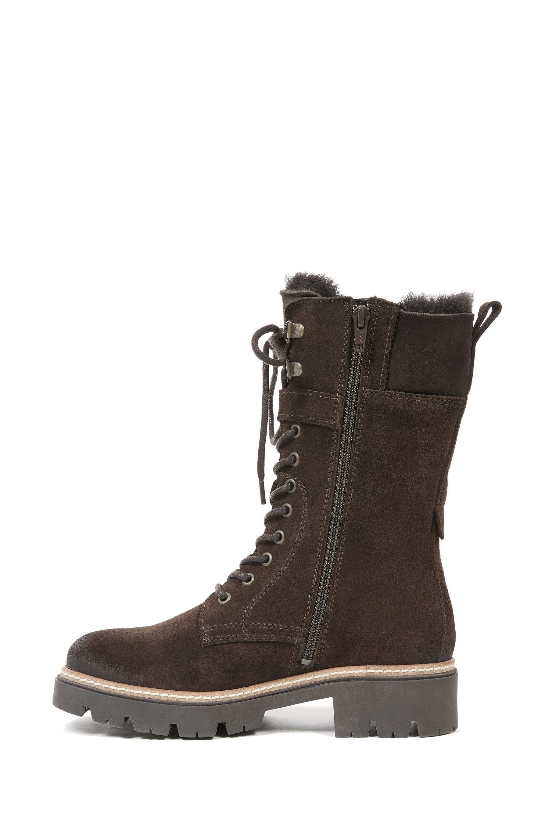 Celtic Co. Leather Sheepskin Lace Up Calf Brown Boots