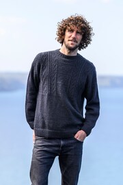 Celtic & Co. Mens Blue British Wool Gansey Jumper - Image 1 of 7