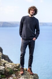 Celtic & Co. Mens Blue British Wool Gansey Jumper - Image 3 of 7