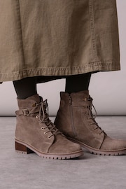 Celtic & Co. Grey Block Heel Hiker Boots - Image 1 of 7