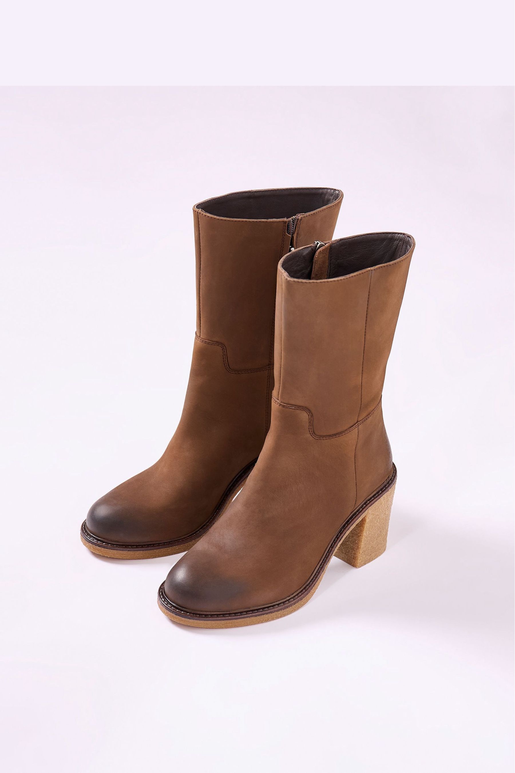 Buy Celtic Co. Crepe Block Heel Ankle Brown Boots from Next Singapore