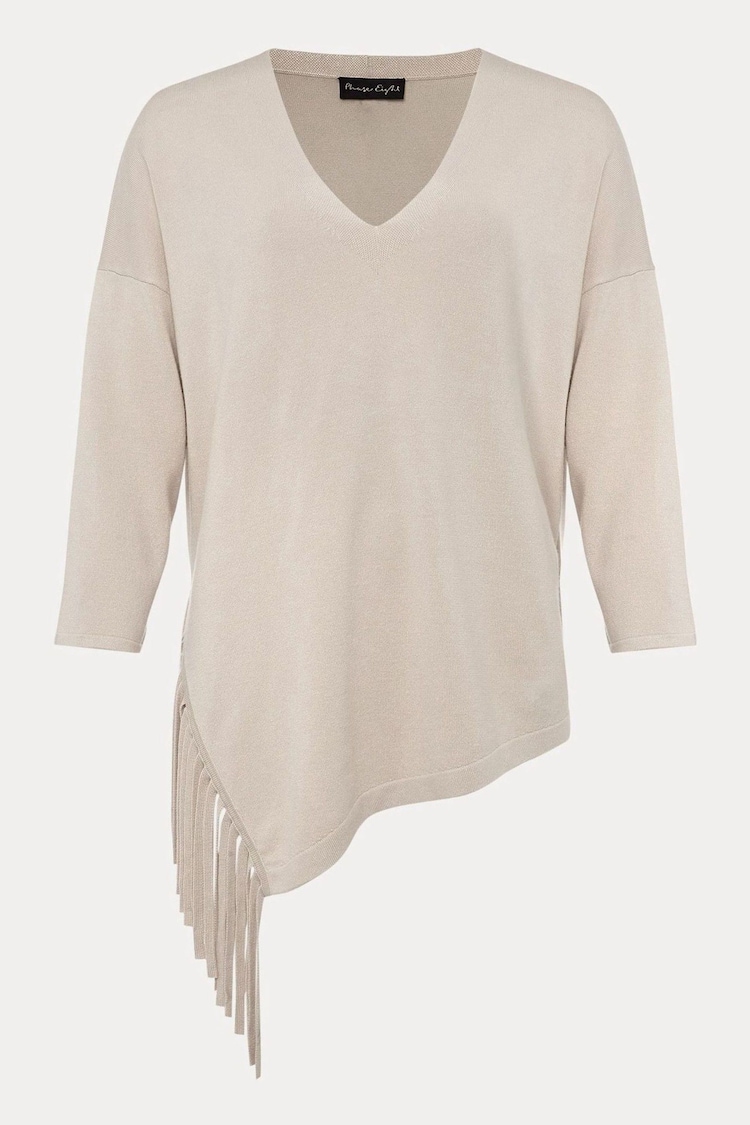 Phase Eight Natural Inga Tassle Asymmetric Knit Jumper - Image 6 of 6