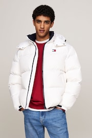 Tommy Jeans Flag Back Alaska Puffer White Jacket - Image 1 of 5