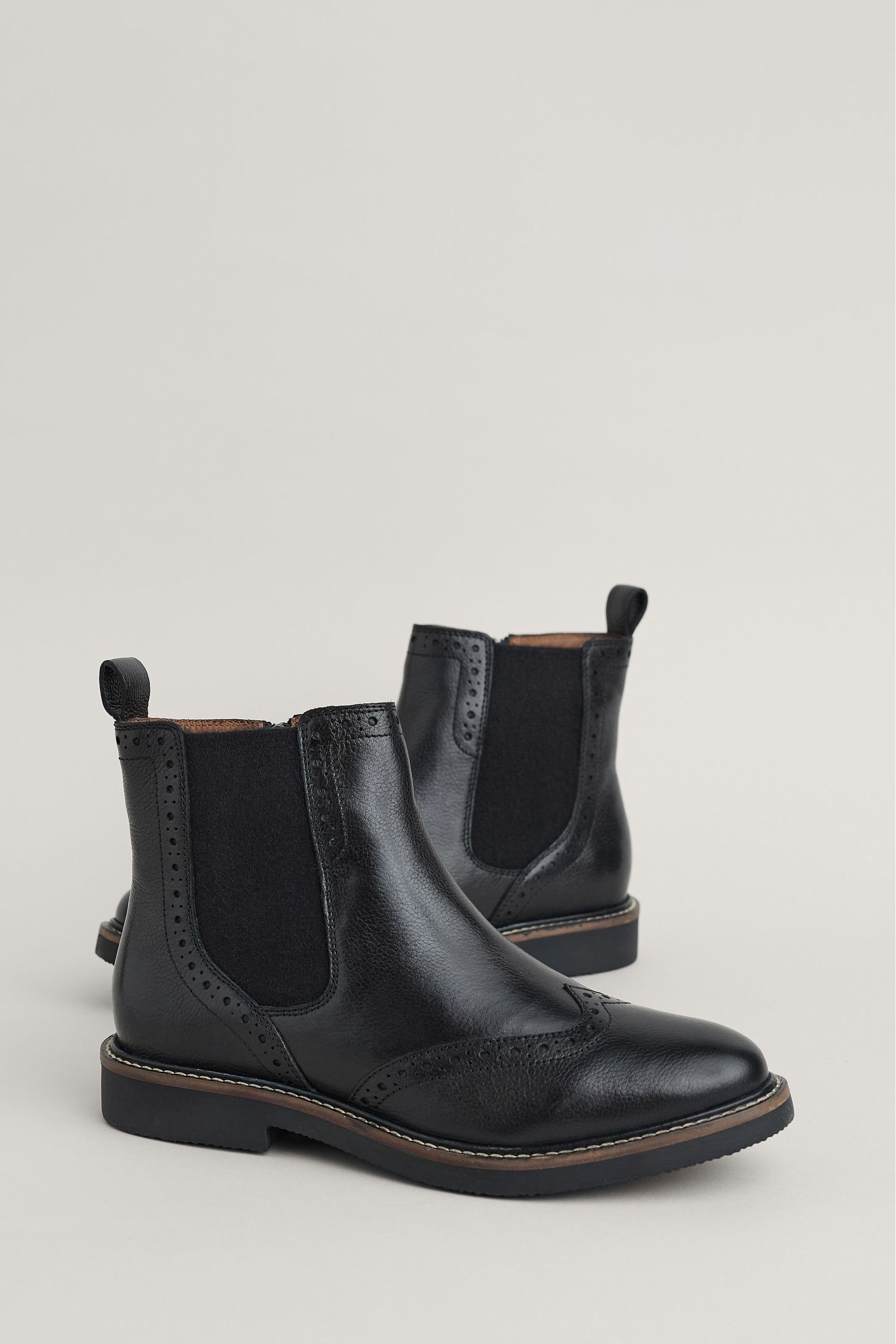 Black brogue chelsea boots womens clearance