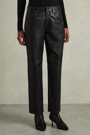 Reiss Black Verona Leather Slim-Leg Trousers - Image 3 of 6