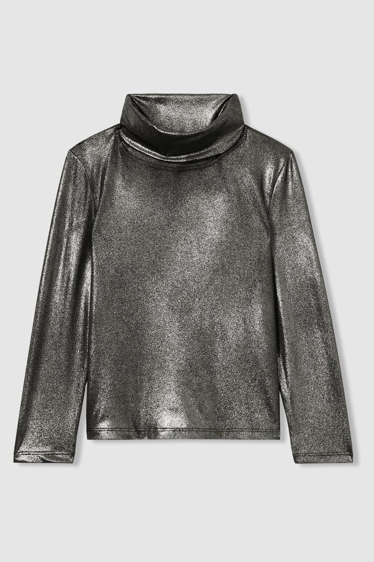 Reiss Silver Casey Thread Roll Neck Top - Image 2 of 4