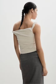 Mango Cream Asymmetrical Draped Top - Image 2 of 7