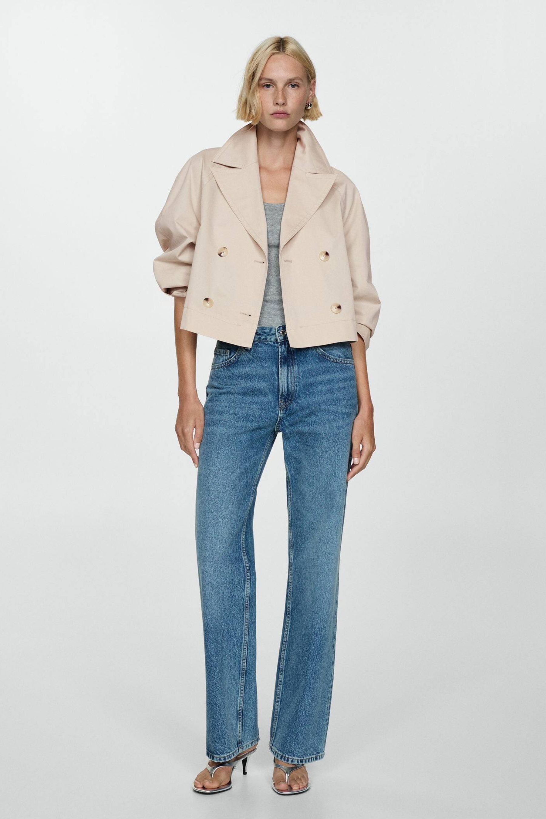 Buy Mango Brown Cropped trench coat with lapels from the Next UK online shop