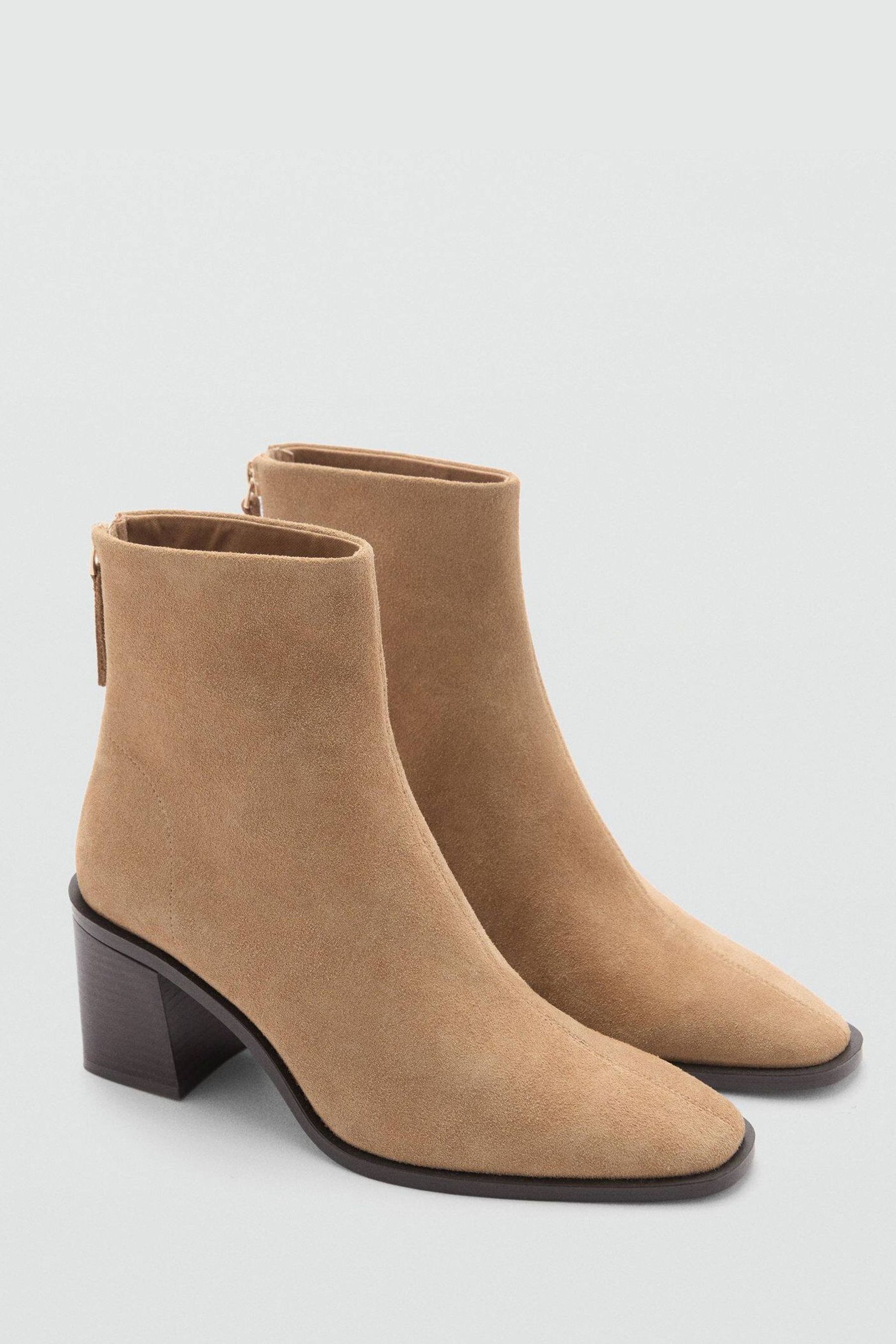 Buy Mango Brown Heeled Leather Ankle Boots from the Next UK online shop