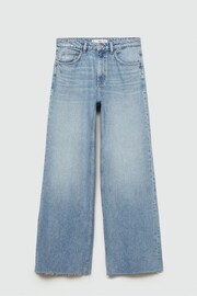 Mango Blue Danila Mid Rise 100% Cotton Wide Leg sleeve Jeans - Image 6 of 7