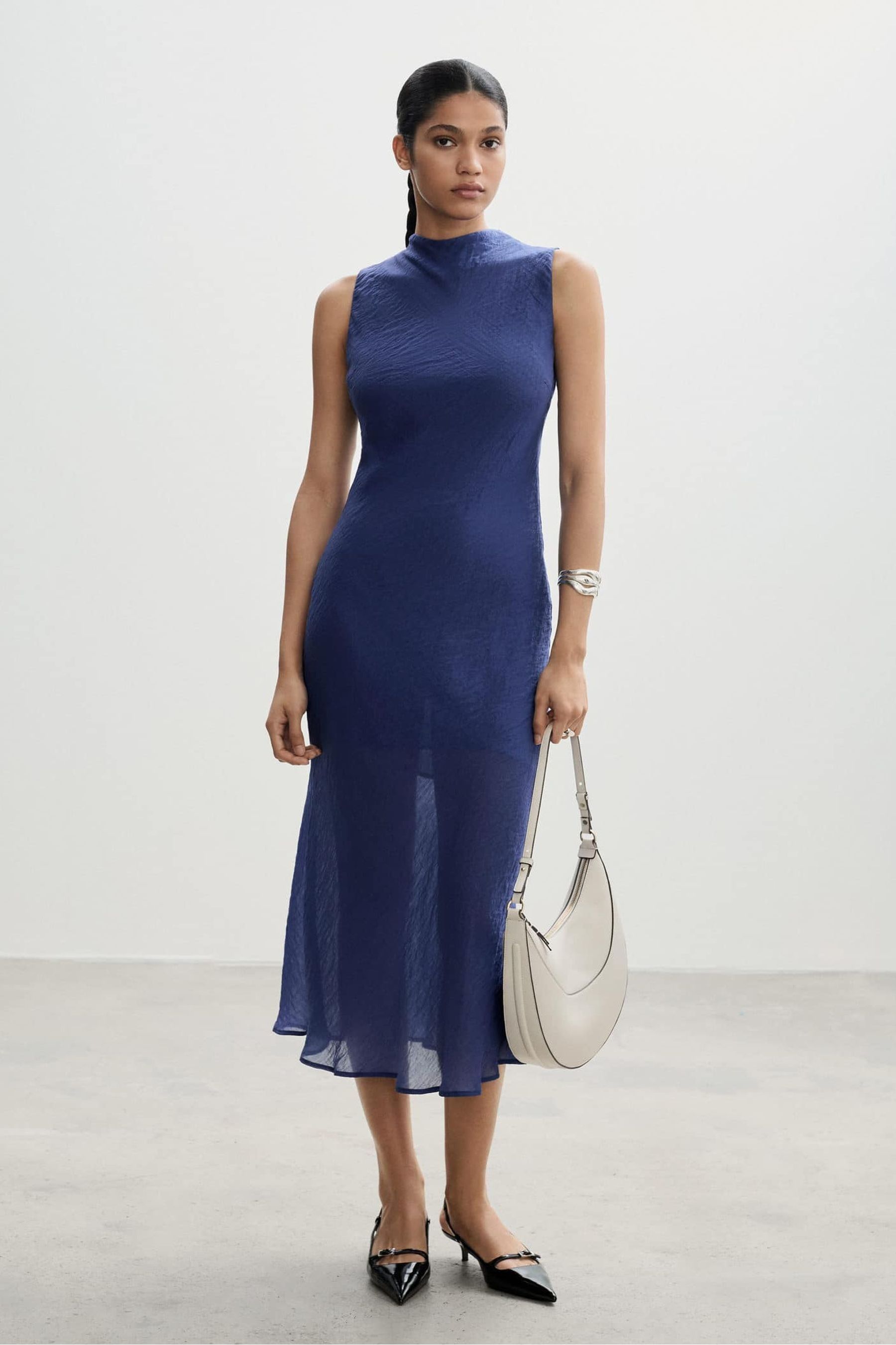 Mango blue midi dress 2025