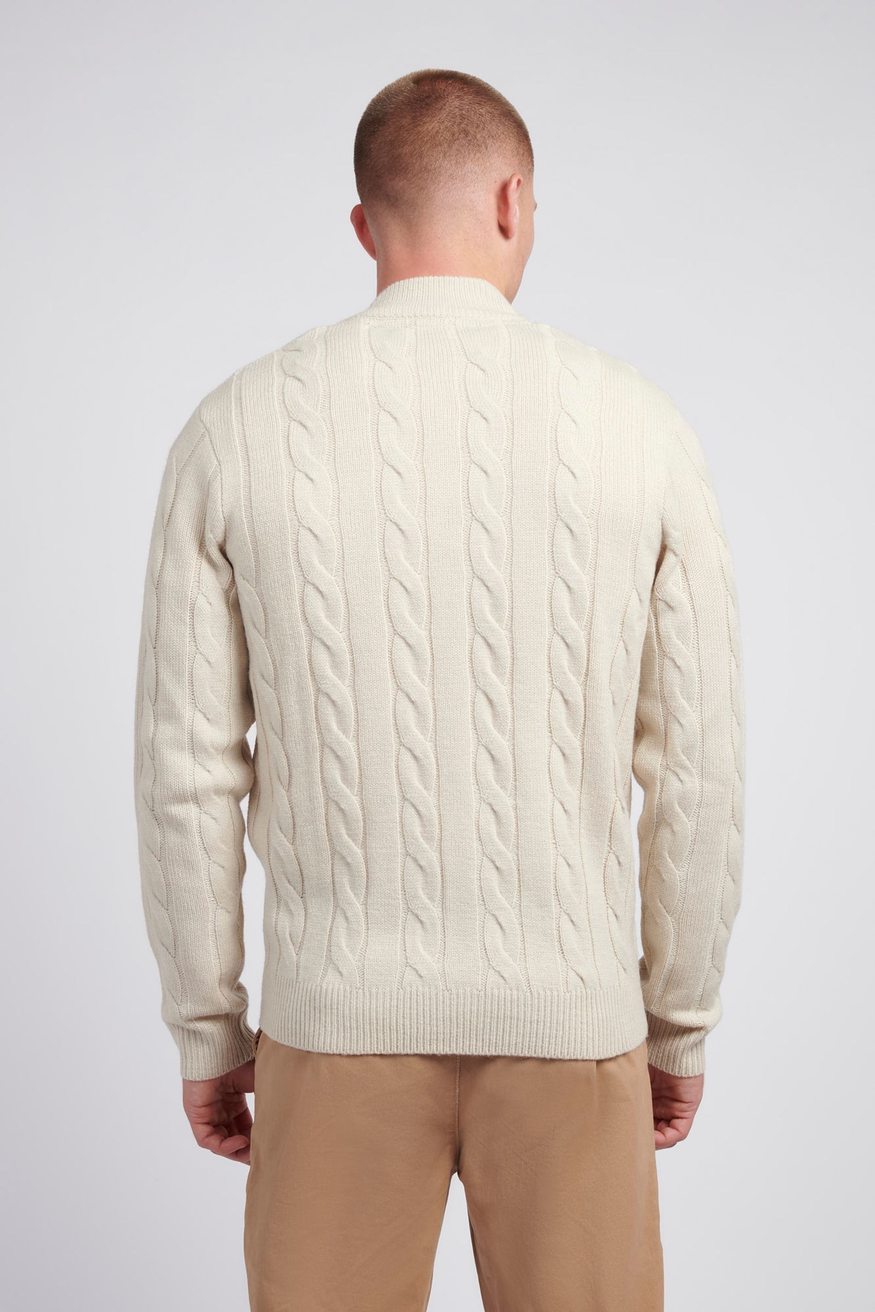 Buy U.S. Polo Assn. Natural Mens Cable Knit Quarter Zip Funnel Neck Sweater from the Next UK online shop