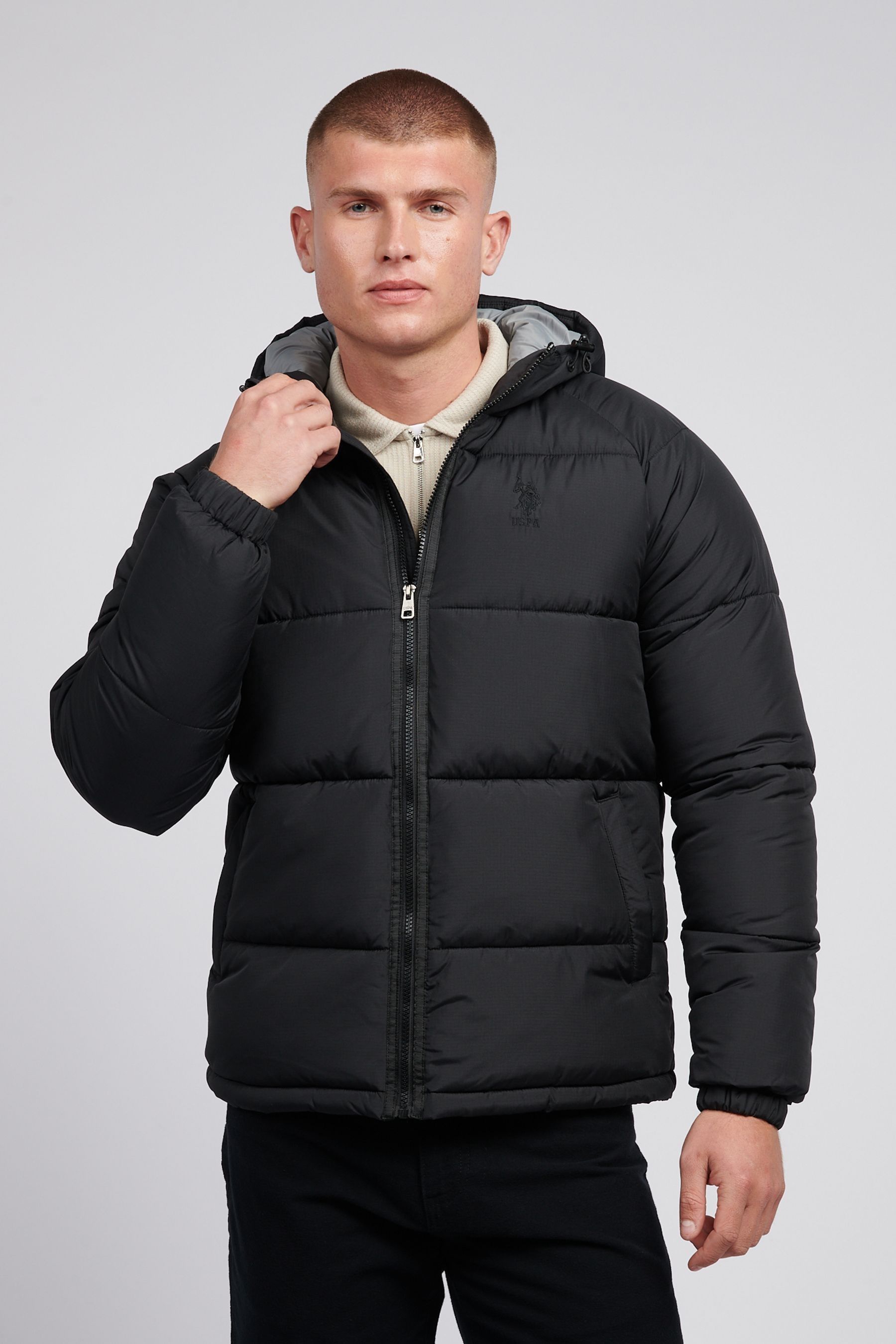 U.S. Polo Assn. Mens Ripstop Hooded Puffer Jacket