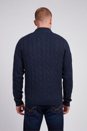 U.S. Polo Assn Blue U.S. Polo Assn. Mens Cable Knit Zip Funnel Neck Sweater - Image 4 of 7