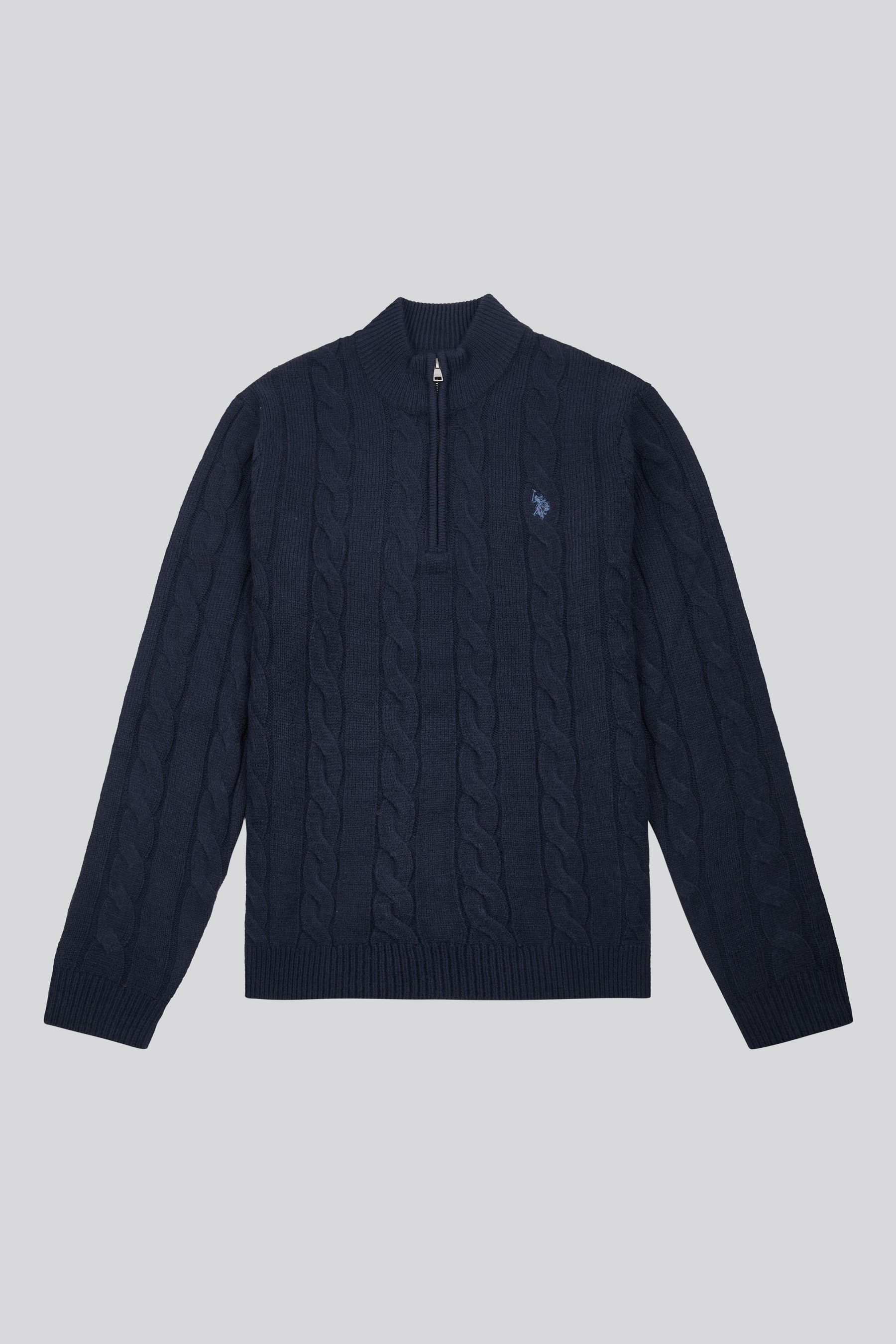 U.S. Polo Assn Blue U.S. Polo Assn. Mens Cable Knit Funnel Neck Sweater Large