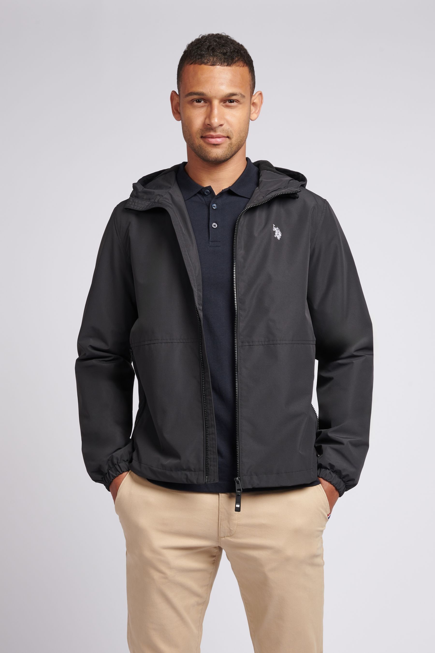 Lined windbreaker jacket with hood hotsell