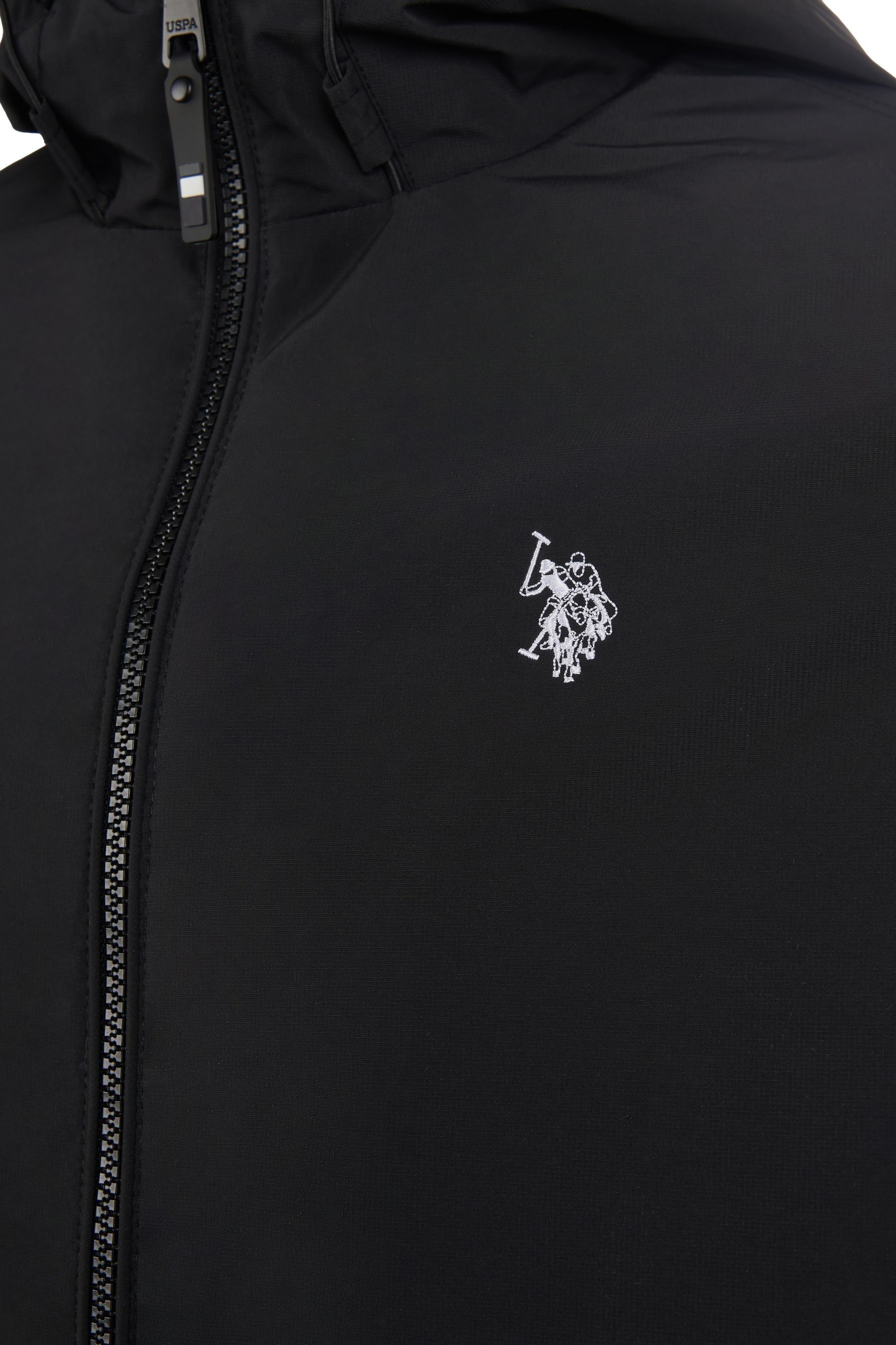 Black U.S. Polo Assn. Mens Fleece Lined Windbreaker