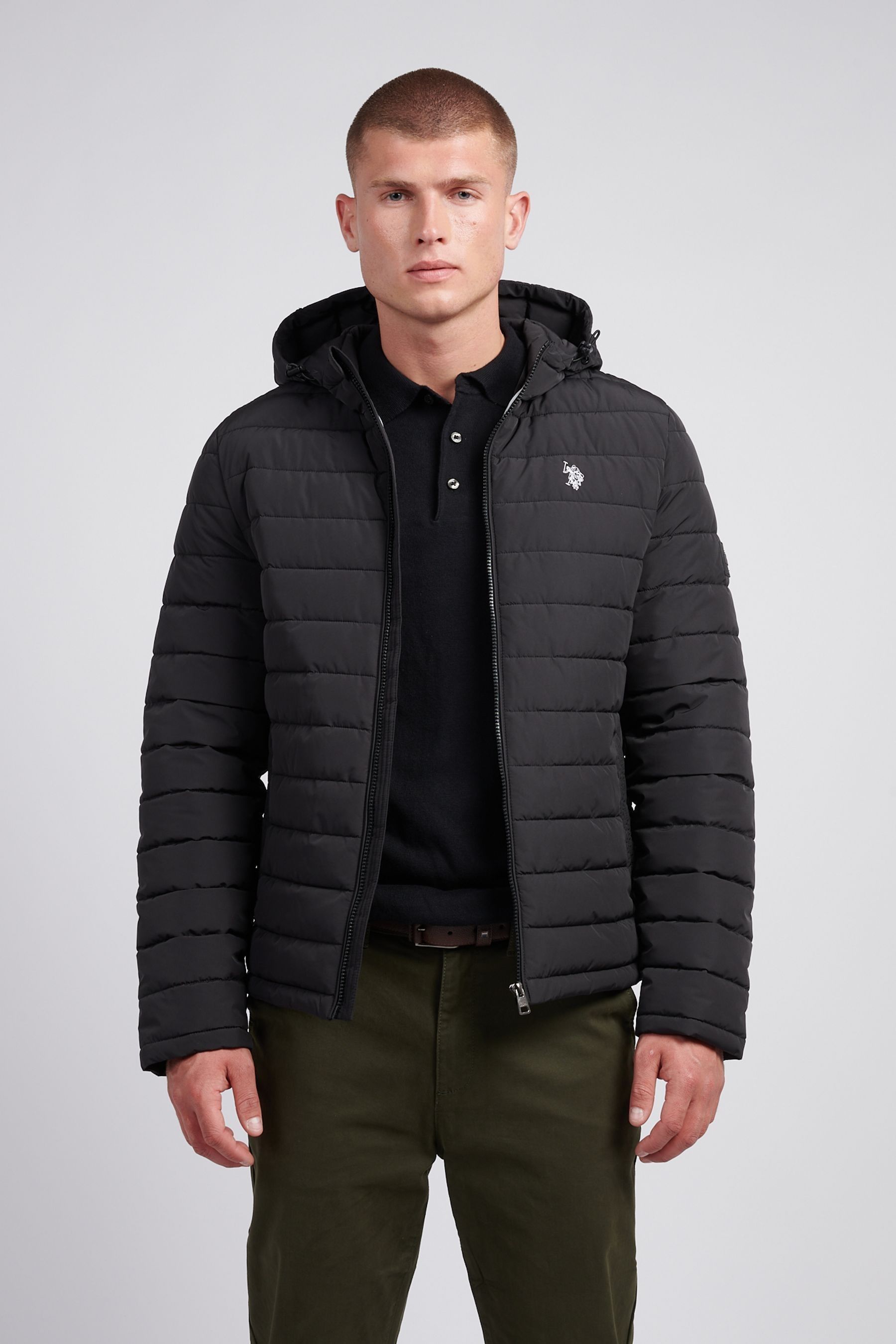 Buy U.S. Polo Assn Black Mens Lightweight Quilt Hooded Puffer Jacket from the Next UK online shop