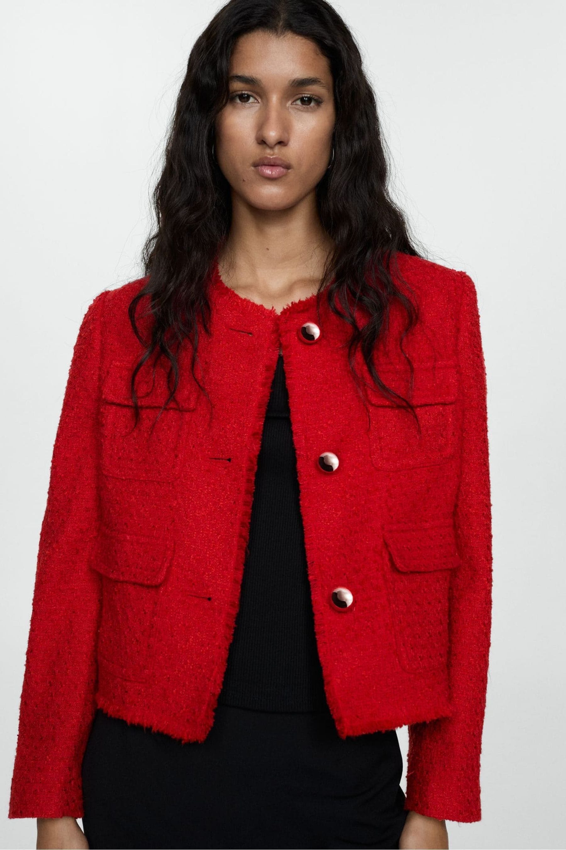 Red blazer mango clearance