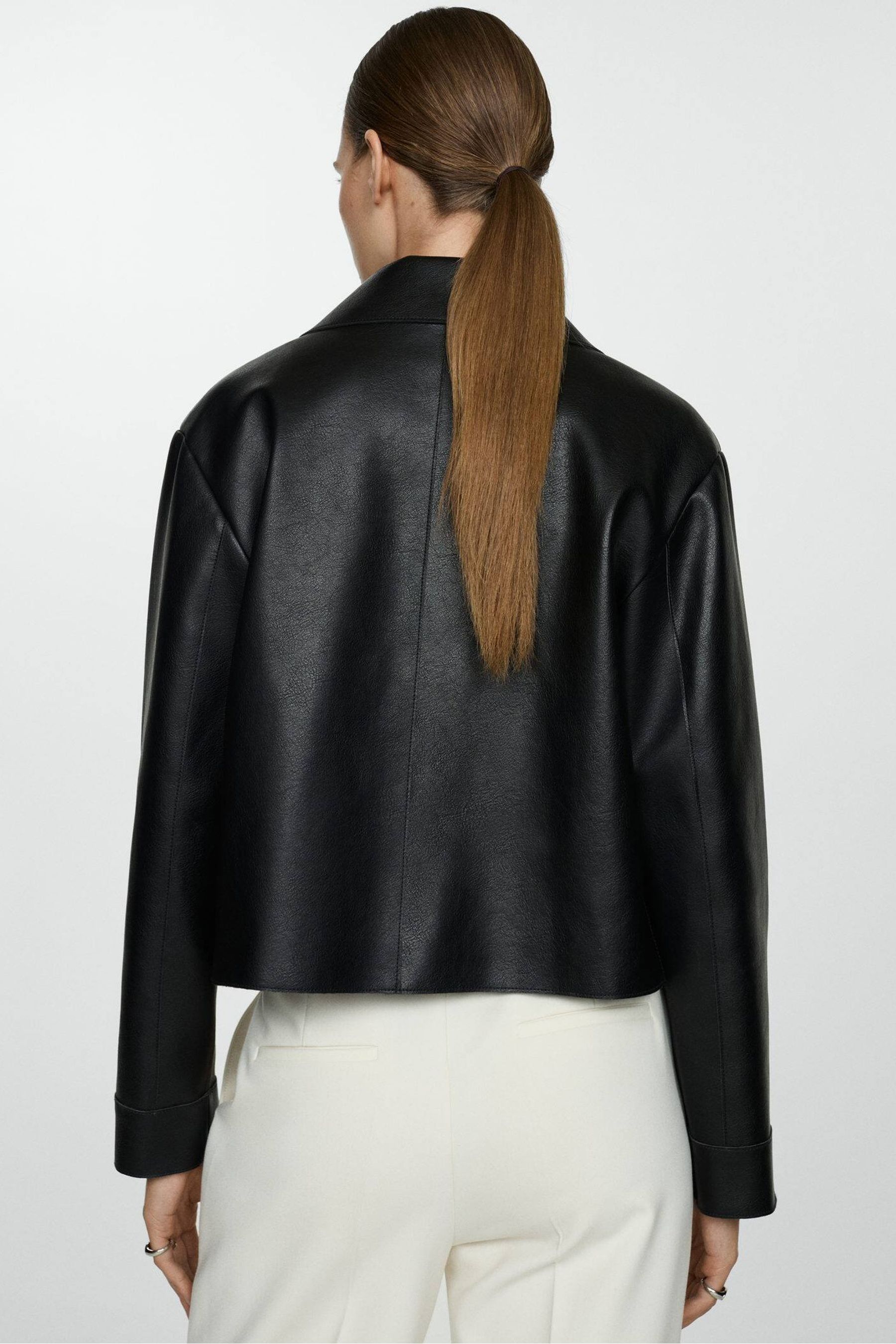 Buy Mango Black Boxy Coated Cropped Jacket from the Next UK online shop
