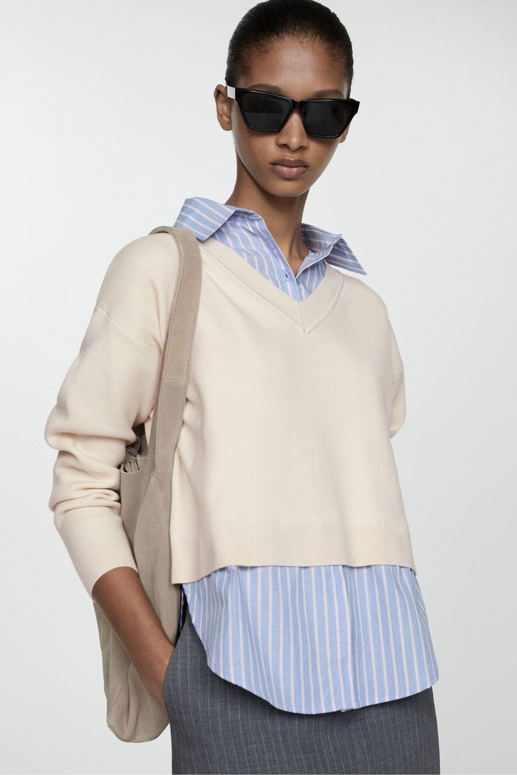 Sweater with collared shirt and skirt clearance