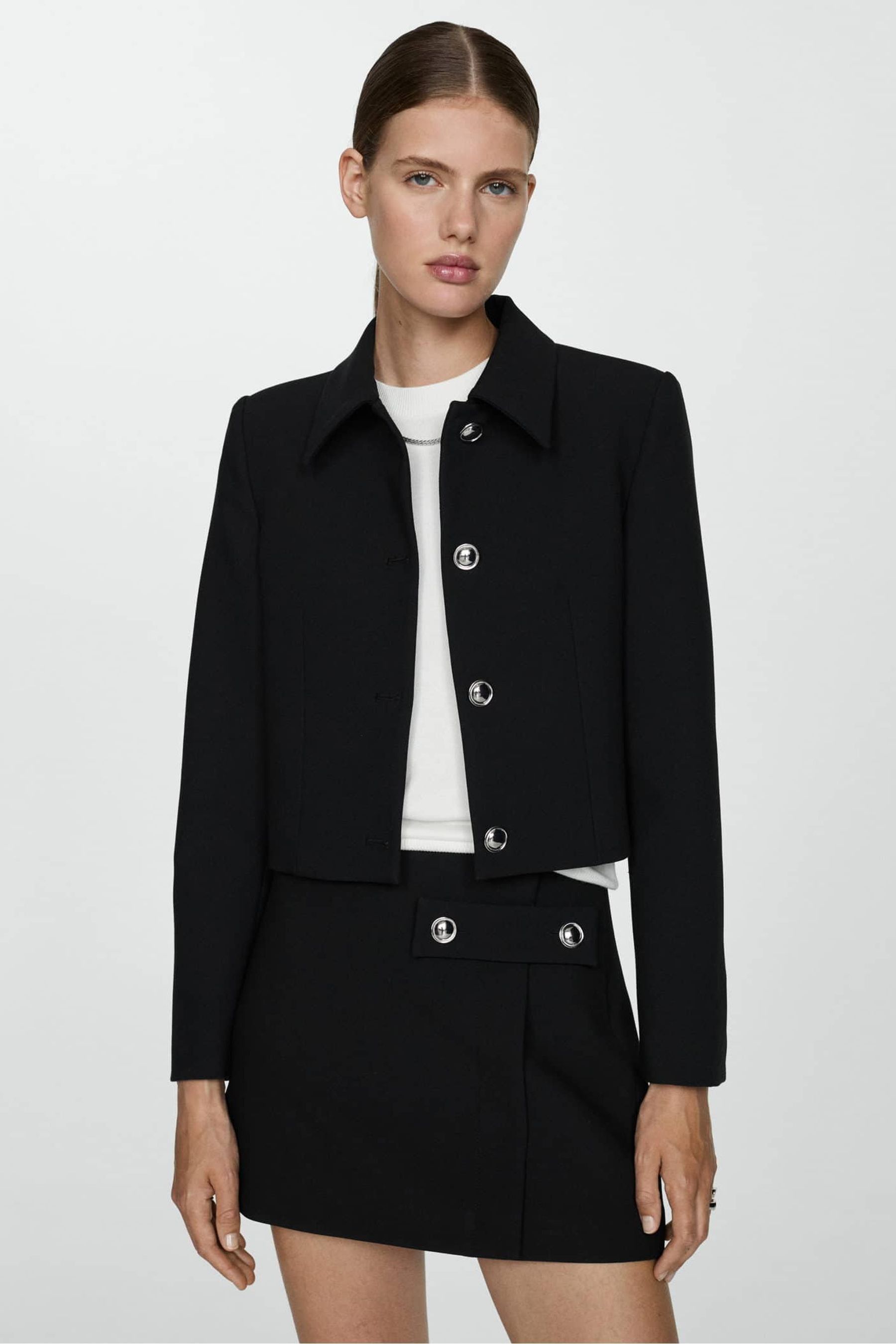 Mango Black Tailored Cropped Jacket