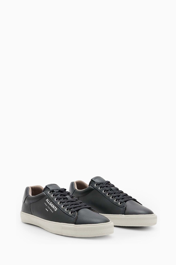 AllSaints Black Underground Leather Low Top Shoes - Image 2 of 5