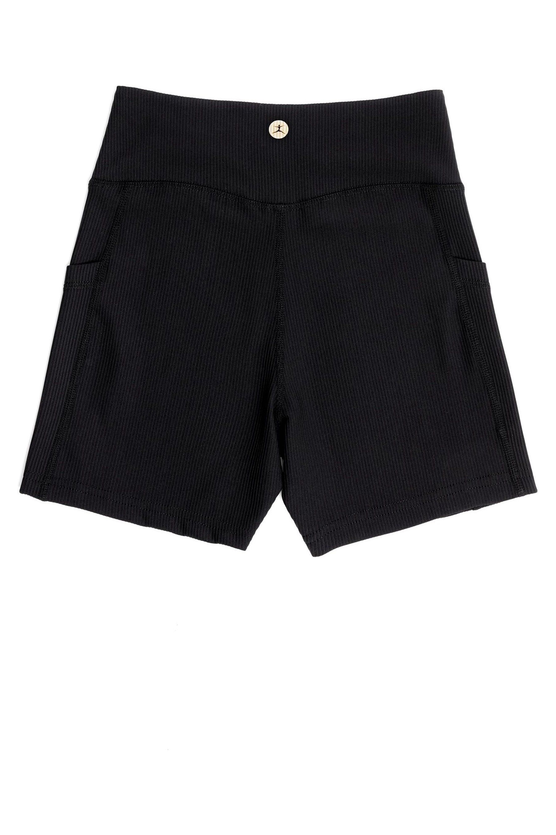 Buy Danskin Ribbed High Waist V Shape Waistband Black Shorts from Next Singapore