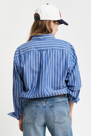 GANT Blue 100% Cotton Regular Poplin Stripe Shirt - Image 6 of 7