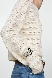 Mango Cream Openwork Knitted Jumper - Image 4 of 7