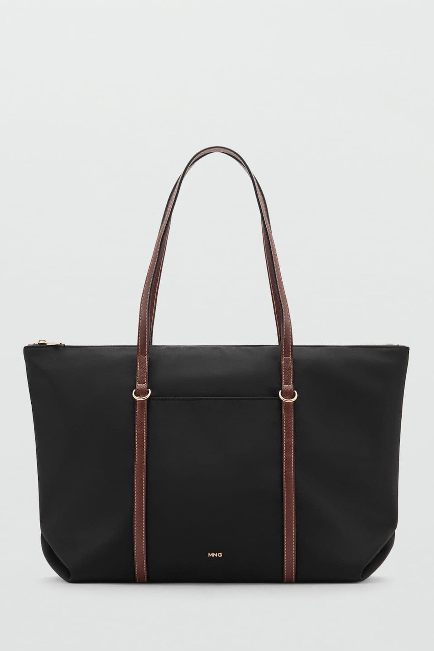 Mango black tote bag sales