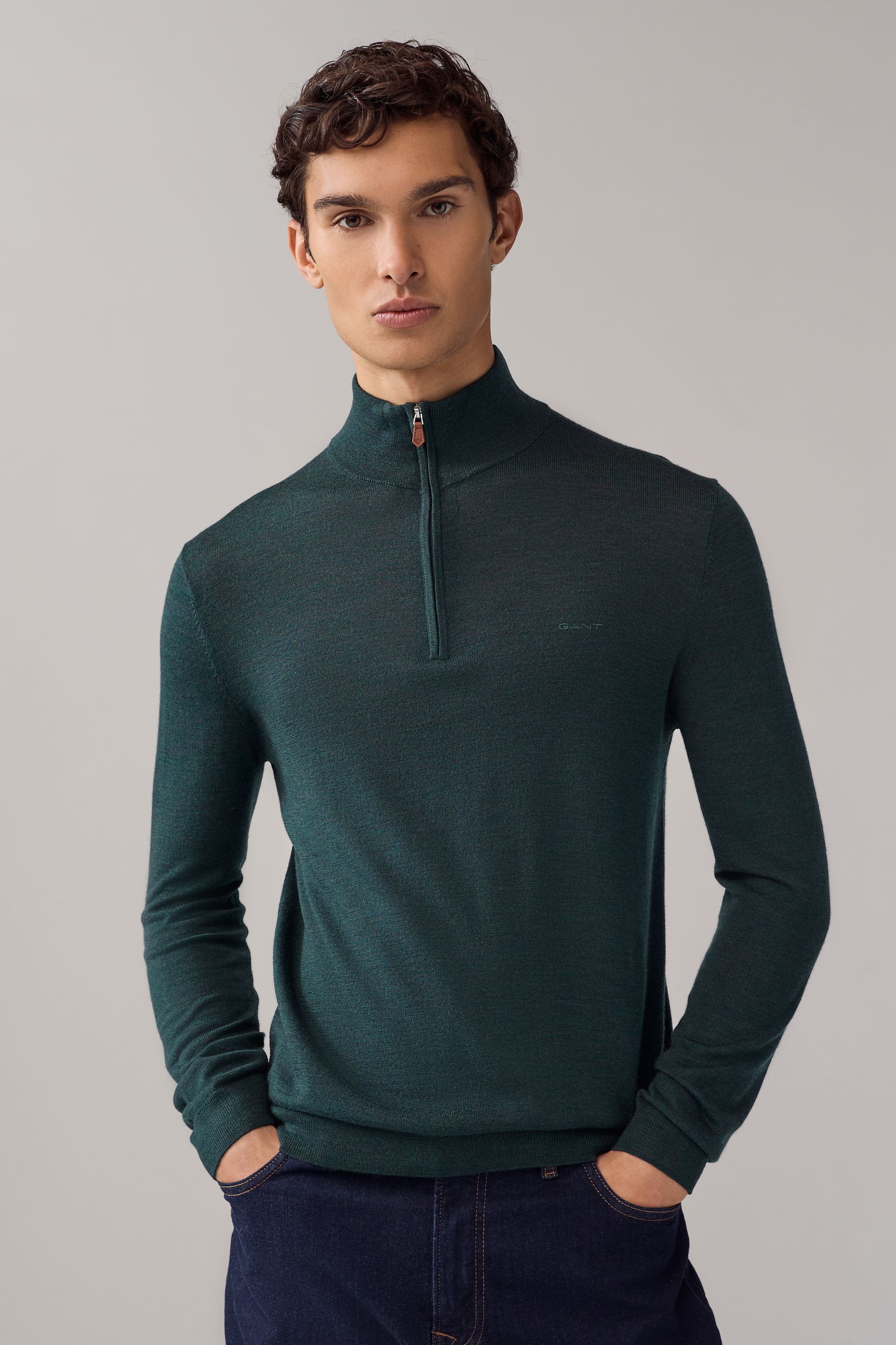 Buy GANT Green Extrafine Merina Wool Jumper from Next Romania