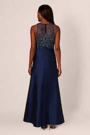 Adrianna by Adrianna Papell Blue Bead Combo Taffeta Long Dress - Image 2 of 6