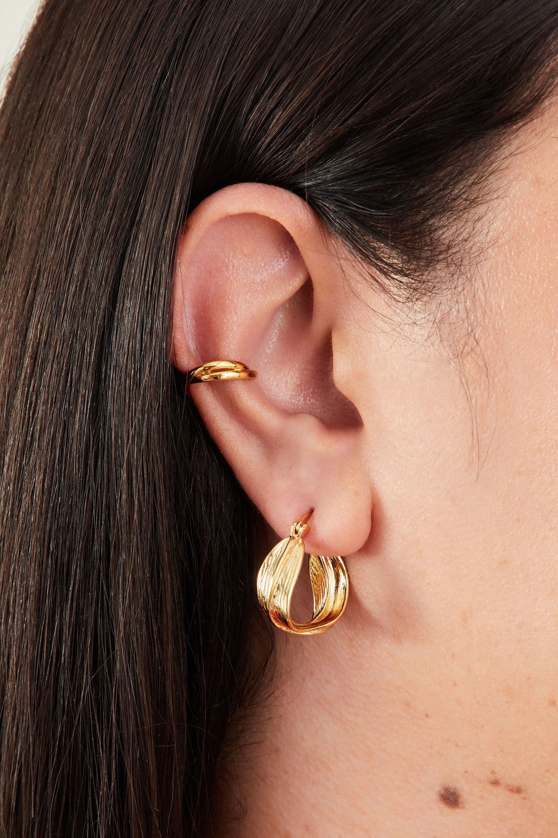 Buy Accessorize Gold Tone 14ct Twisted Horseshoe Hoop Earrings from Next Luxembourg