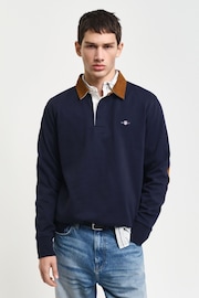 GANT Blue Corduroy Collar Rugger Polo Shirt - Image 1 of 6