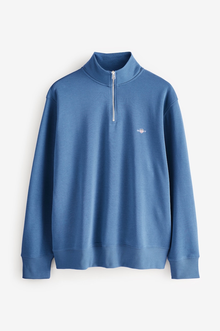 GANT Blue Regular Shield Half Zip Sweatshirt - Image 5 of 5