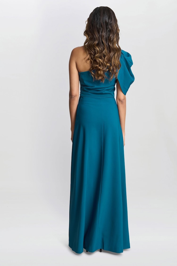 Gina Bacconi Blue Tori One Shoulder Stretch Crepe Maxi Dress - Image 2 of 5