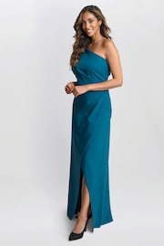 Gina Bacconi Blue Tori One Shoulder Stretch Crepe Maxi Dress - Image 3 of 5