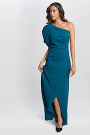 Gina Bacconi Blue Tori One Shoulder Stretch Crepe Maxi Dress - Image 4 of 5