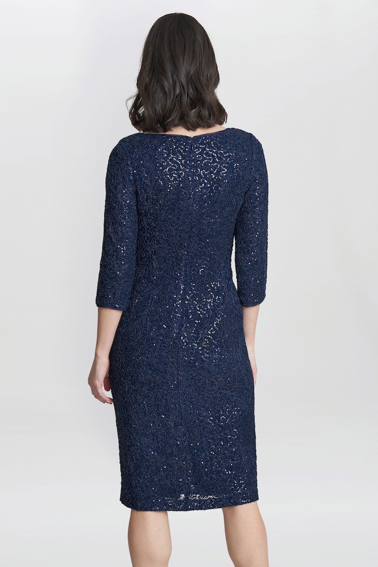 Gina Bacconi Blue Cassandra Sequin Lace Dress - Image 2 of 4