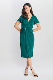 Gina Bacconi Green Marion Midi Matte Jersey Midi Dress - Image 6 of 6