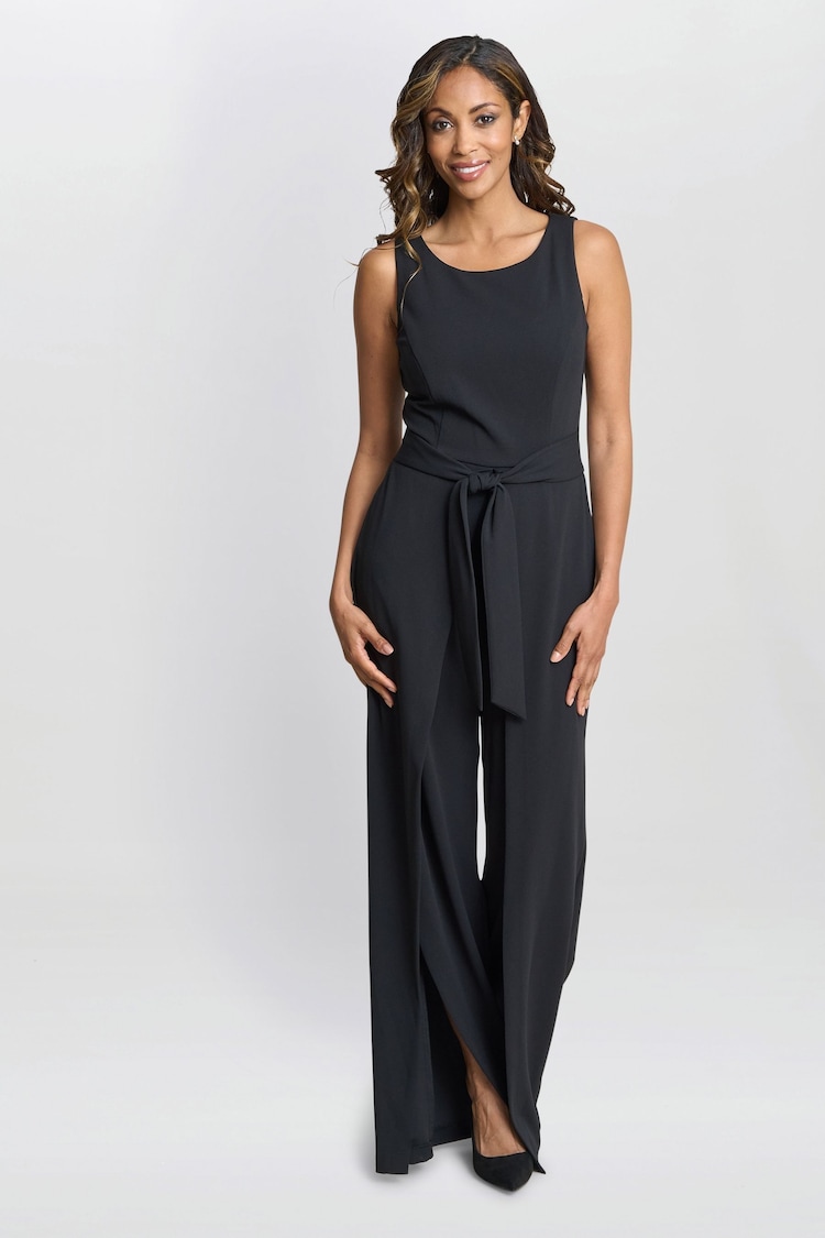 Gina Bacconi Dottie Wrap Effect Black Jumpsuit - Image 1 of 5