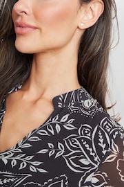 Gina Bacconi Iona Print Stand Collar Black Dress - Image 4 of 5