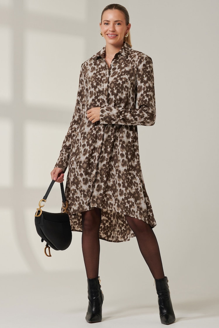 Jolie Moi Grey Long Sleeve Oversized Shirt Dress - Image 6 of 6