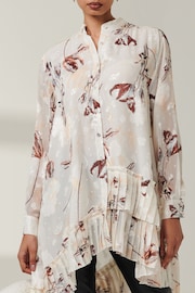 Jolie Moi Cream Asymmetric Tiered Hem Shirt - Image 3 of 6