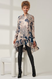 Jolie Moi Blue Asymmetric Tiered Hem Shirt - Image 4 of 6