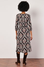 Apricot Black Ornate Diamond Folk Midi Dress - Image 4 of 4