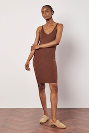 Apricot Red Ribbed Knitted Midi Dress - Image 2 of 5