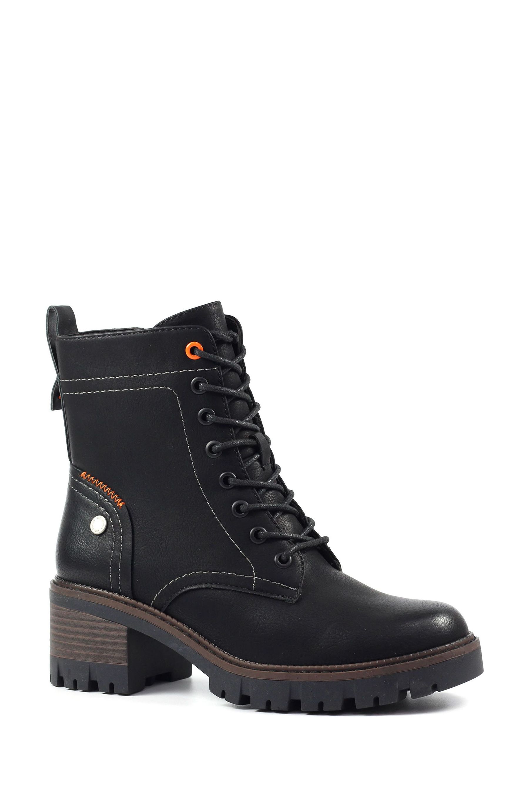 Pop womens matchbox dress boots stacked heel zip clearance